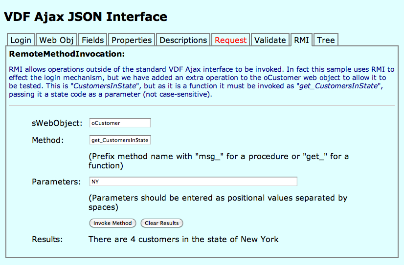 Our Ajax JSON VDF web interface