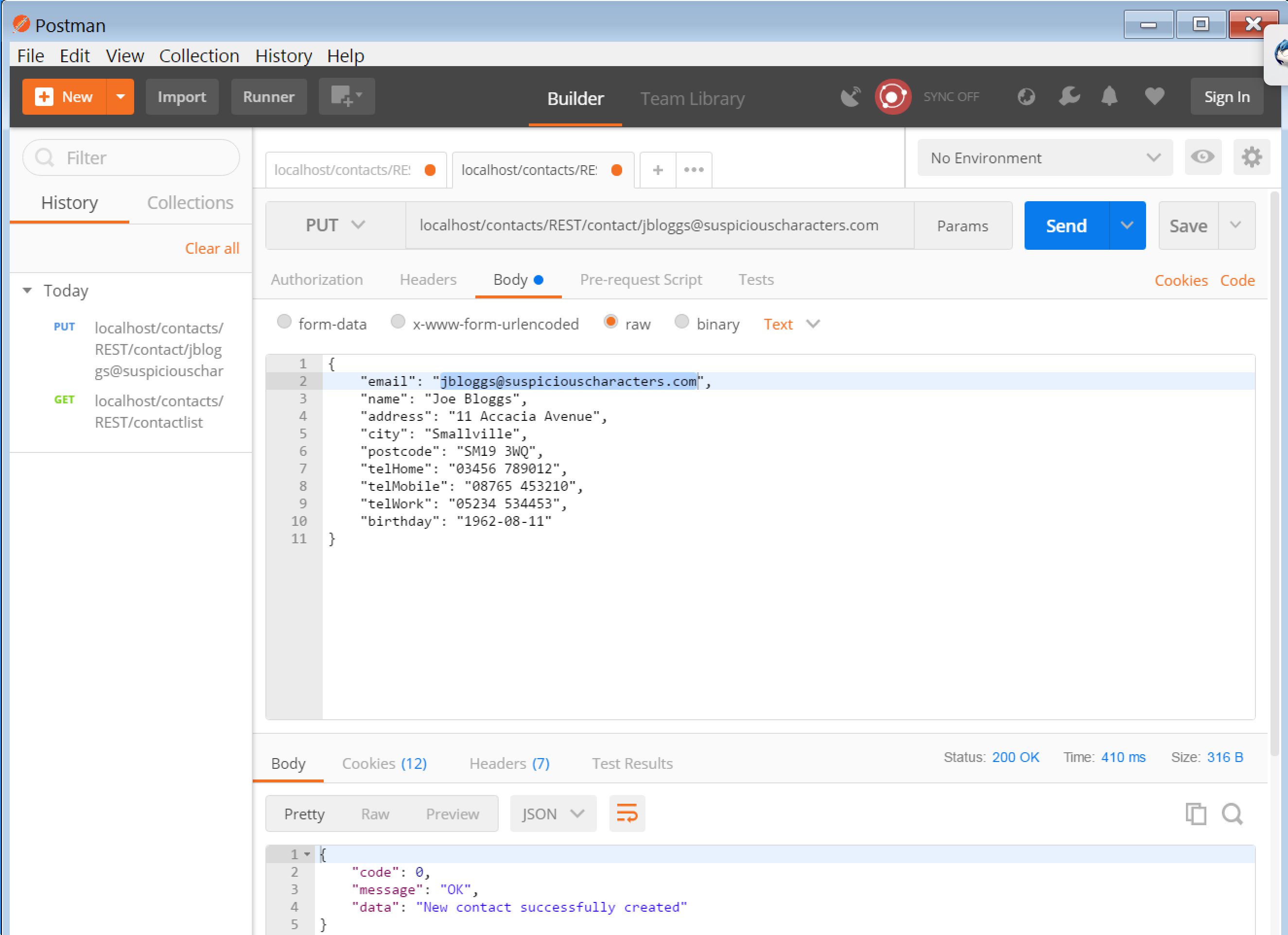 Testing the service using postman 2